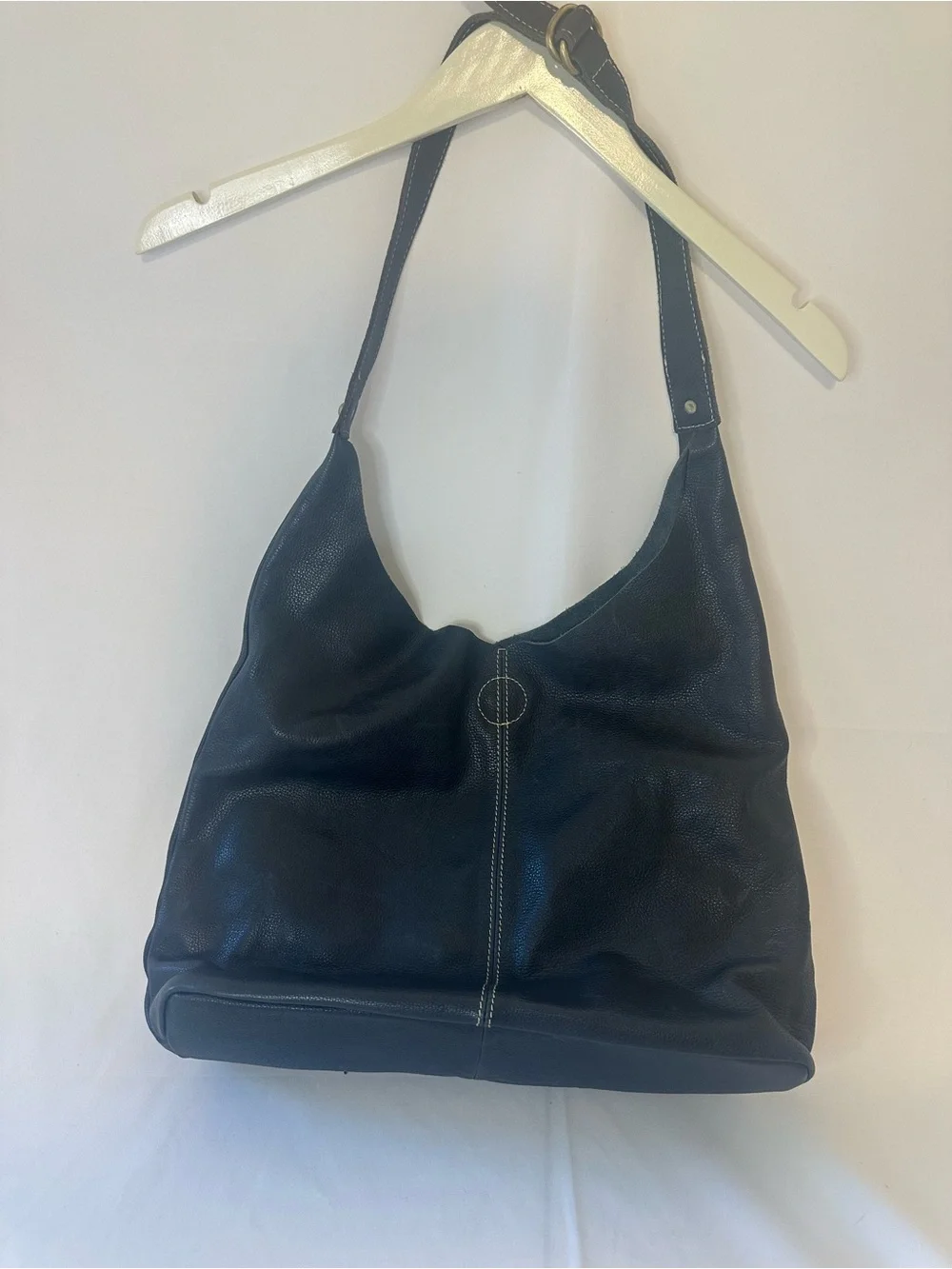 Mulberry Black Leather Hobo Bag with Brass Button